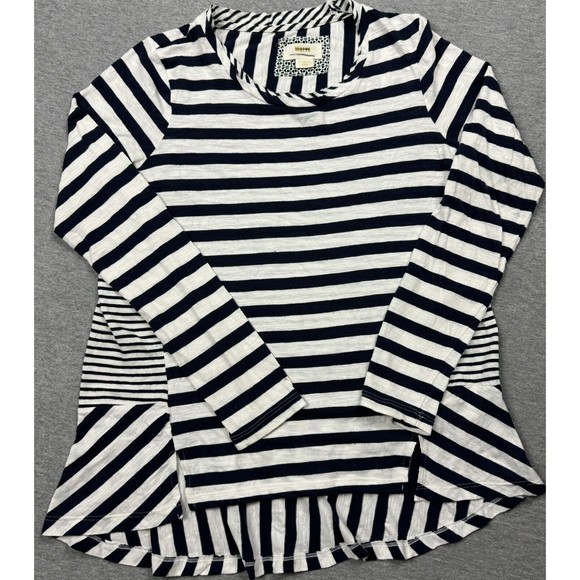 Maeve Tops - Maeve Top Womens XS Navy White Striped Tunic Blouse Round Neck